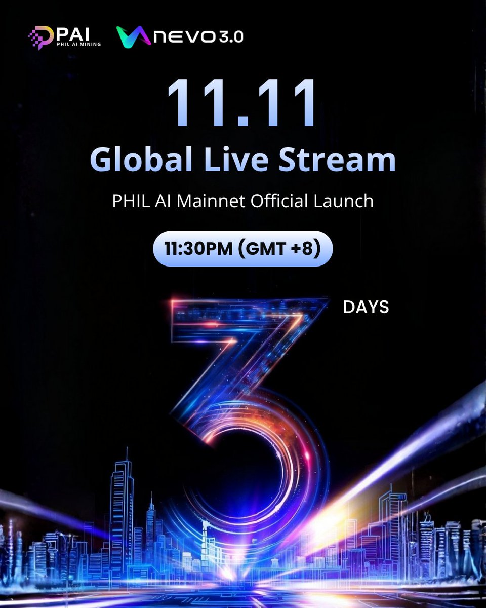 PhilAI_'s tweet image. 🔥 The countdown begins.
3 days until Phil AI Mainnet Launch — a defining moment for decentralized intelligence.

#PhilAI #MainnetLaunch #AIByThePeople #WeAreNevo