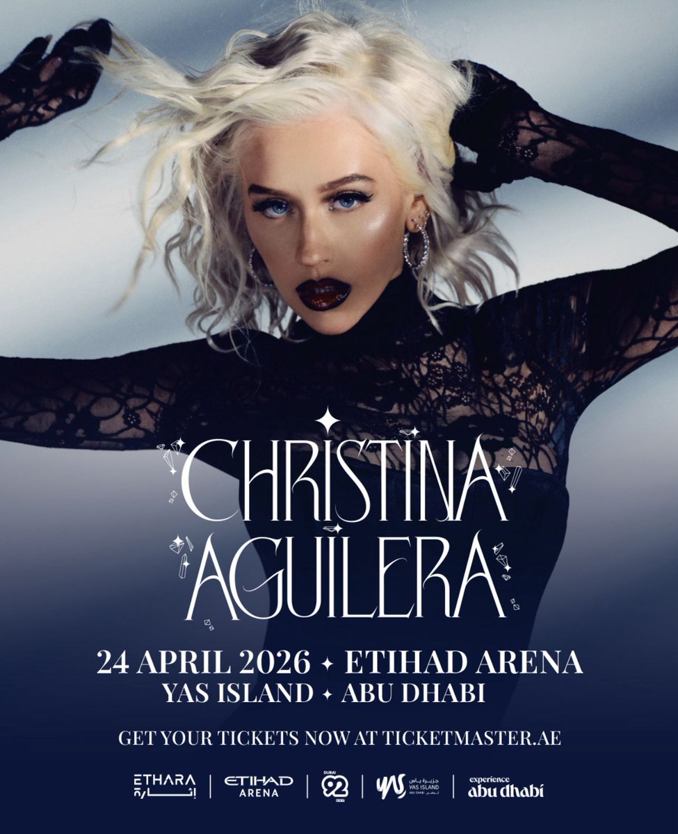 XtinaMexico's tweet photo. ⚠️💙🔜 Christina Aguilera ya tiene confirmado dos concierto para el 2026. El 24 de Abril en Abu Dhabi, Emiratos Árabes y el 2 de Mayo en los Alpes de Austria. 
💥 ¡ Artista Mundial ! 💥
#Xtina #Concert #Shows #worldwide #newyear https://t.co/bIceLyqCF0