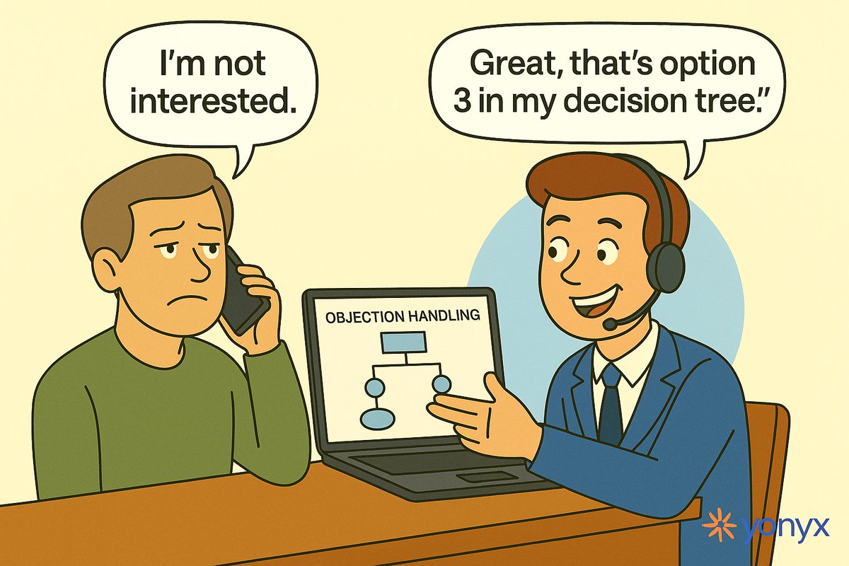 yonyxtweets's tweet image. Customer: “I’m not interested.”
Sales Rep: “Great, that’s option 3 in my decision tree!”
#DecisionTree #SalesHumor #SDRLife #Yonyx