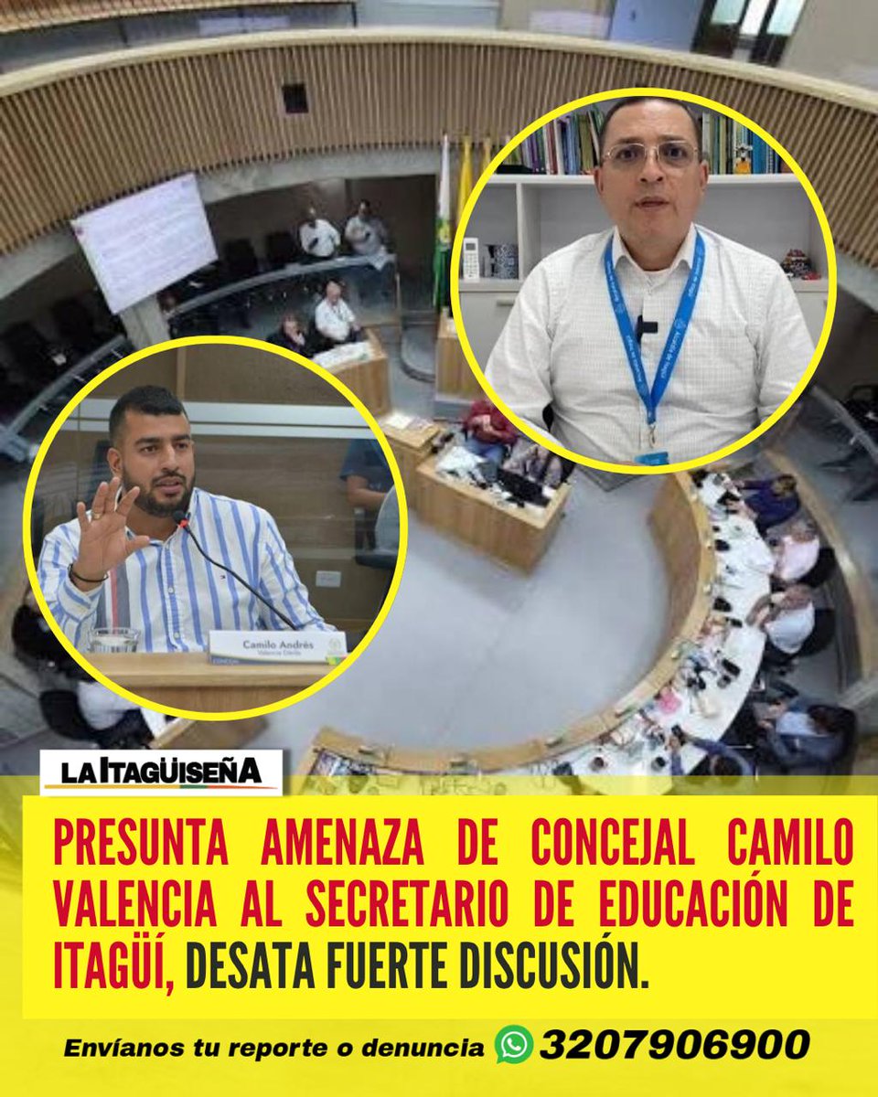 La más reciente sesión del Concejo Municipal estuvo marcada por un fuerte enfrentamiento entre el concejal de oposición Camilo Valencia y el secretario de Educación, Guillermo Restrepo.

#Itagüí #ConcejoDeItagüí #PolíticaLocal #LaItagüiseña