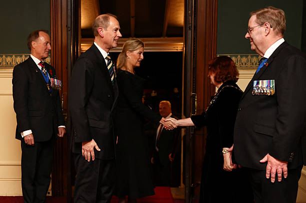 Prince Edward, Duke of Edinburgh, and Sophie, Duchess of Edinburgh, arrive at the Royal Albert Hall for the Royal British Legion Festival of Remembrance, an annual event honouring military service members.

 📸 Jack Taylor - WPA Pool / Getty Images)
