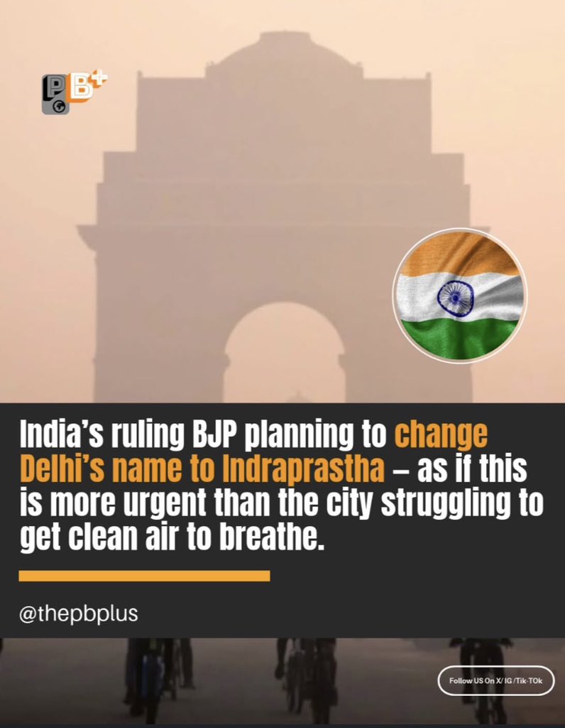 punjabbeyond's tweet photo. #BJP now wants ‘Delhi’ to become ‘Indraprastha’ because obviously the city’s 8-centuries of Mughal, British, and modern layers just didn’t count. 🏛️✨ Next up: “Indraprastha Station”, “Indraprastha Airport”… and maybe “Indraprastha Rent-a-Scooter”. #NameChangeFever #India https://t.co/J7vNFX8q0Z
