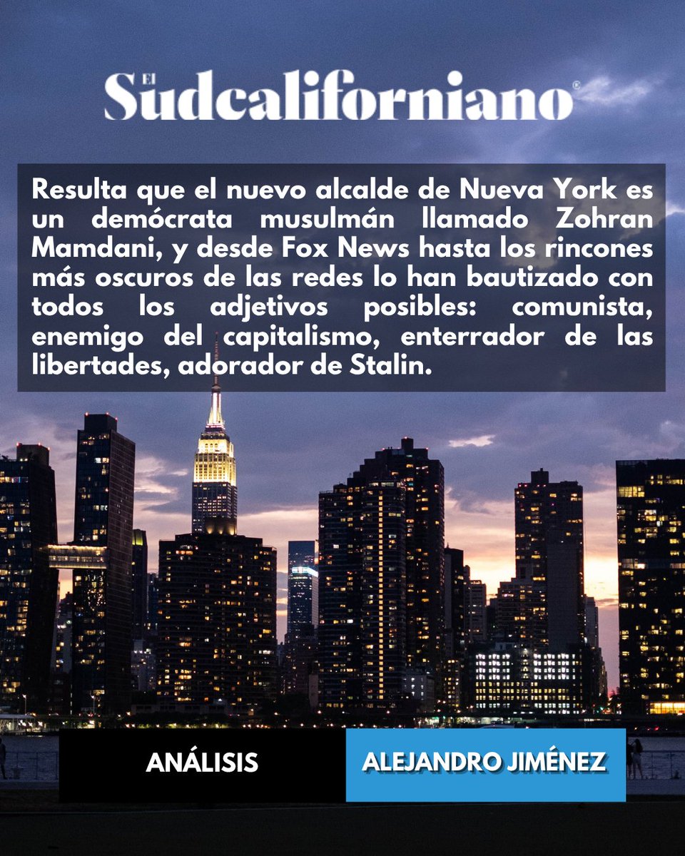 #Columna ✍️ Disco duro / Un “comunista” en Nueva York

Ciertamente, Mamdani está muy a la izquierda de Trump y sus evangelistas mediáticos, pero de socialista no tiene nada.

Opinión completa: buff.ly/XximZiB

📸 : Isabel Mateos Hinojosa / Cuartoscuro.com