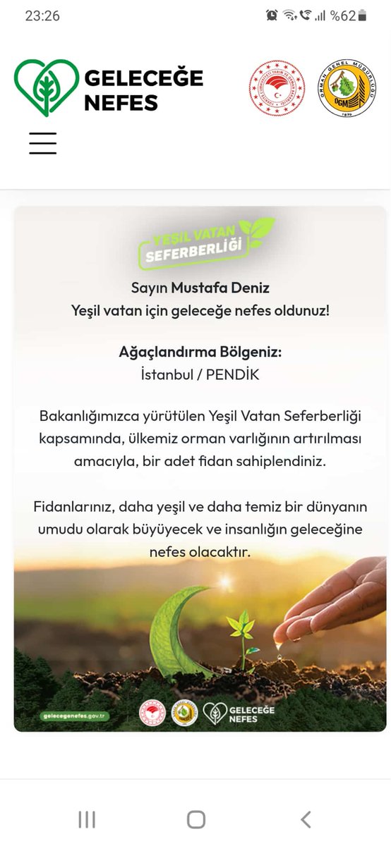 #yesilvatanseferberligi <a href="/isttarimorman/">İstanbul İl Tarım ve Orman Müdürlüğü</a> #tarimbakanligi