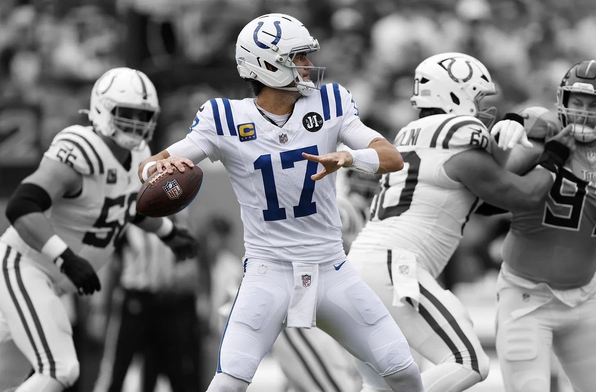 Player Prop Trends that are 100% over the last 5 games:

Aaron Rodgers – 200+ Passing Yards
Daniel Jones – 200+ Passing Yards
Drake Maye – 200+ Passing Yards
Kyren Williams – 50+ Rushing Yards
Alec Pierce – 40+ Receiving Yards
Chris Olave – 50+ Receiving Yards
Christian McCaffrey