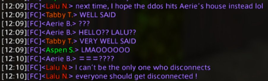 ddos hittin meow fc headquarters too hard it's getting hostile..