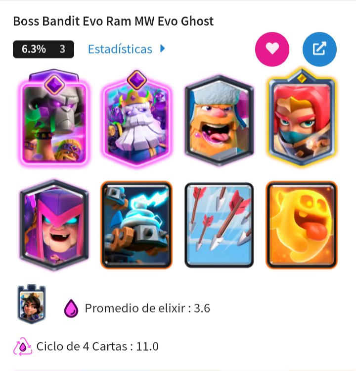 Joseantoni36367's tweet image. Les presento los mejores mazos de bandida líder para el meta actual de noviembre el primer llevaba mini pekka pero se cambie por sugerencia de Adrián piedra y así funciona mejor el mazo les deseo suerte en sus batallas con estos mazos meta.
#BossBandit
#ClashRoyale 
#royaleapi