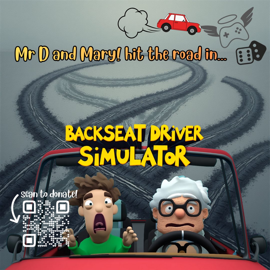 RottenAppleVids's tweet photo. This can only end well.. Mr D and friend of the Corps, Mary, will climb behind the wheel in #BackseatDriverSimulator around 4pm today! 
@extralife4kids @luriechildrens 
Donate to help out the kids and to distract Mr D! muahahaha https://t.co/kH77SfRhhm https://t.co/a1owKivvm3