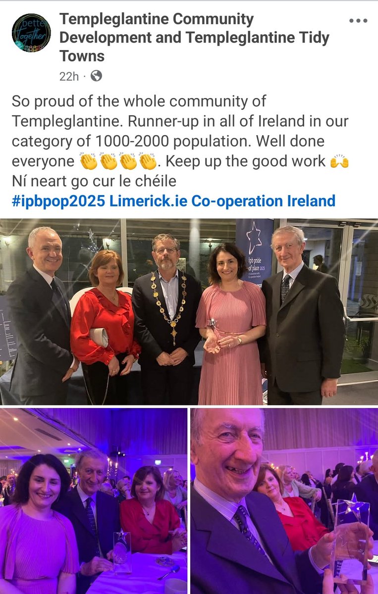 Huge Congratulations to everyone, great to see the hard work of people in the parish recognised on the national stage👏