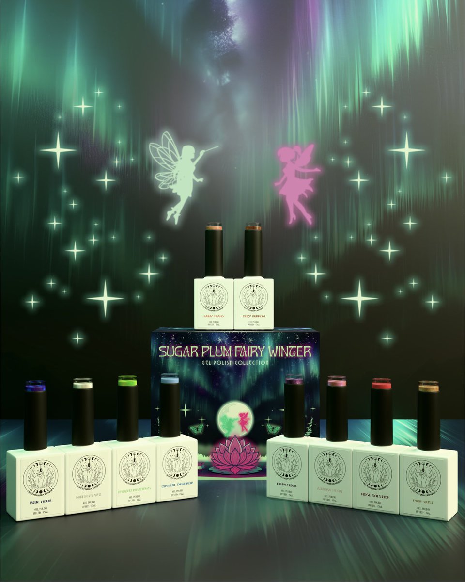 doperthnurnails's tweet photo. Our winter launch, and one year anniversary launch!🧚🏽🪄 The Sugarplum Fairy gel polish collection will re-release next Tuesday, November 11th at 12 pm pst/3 pm est with two new bonus shades on our site at https://t.co/j5LdLEHFtj! 🩵 https://t.co/luylUCp4rv