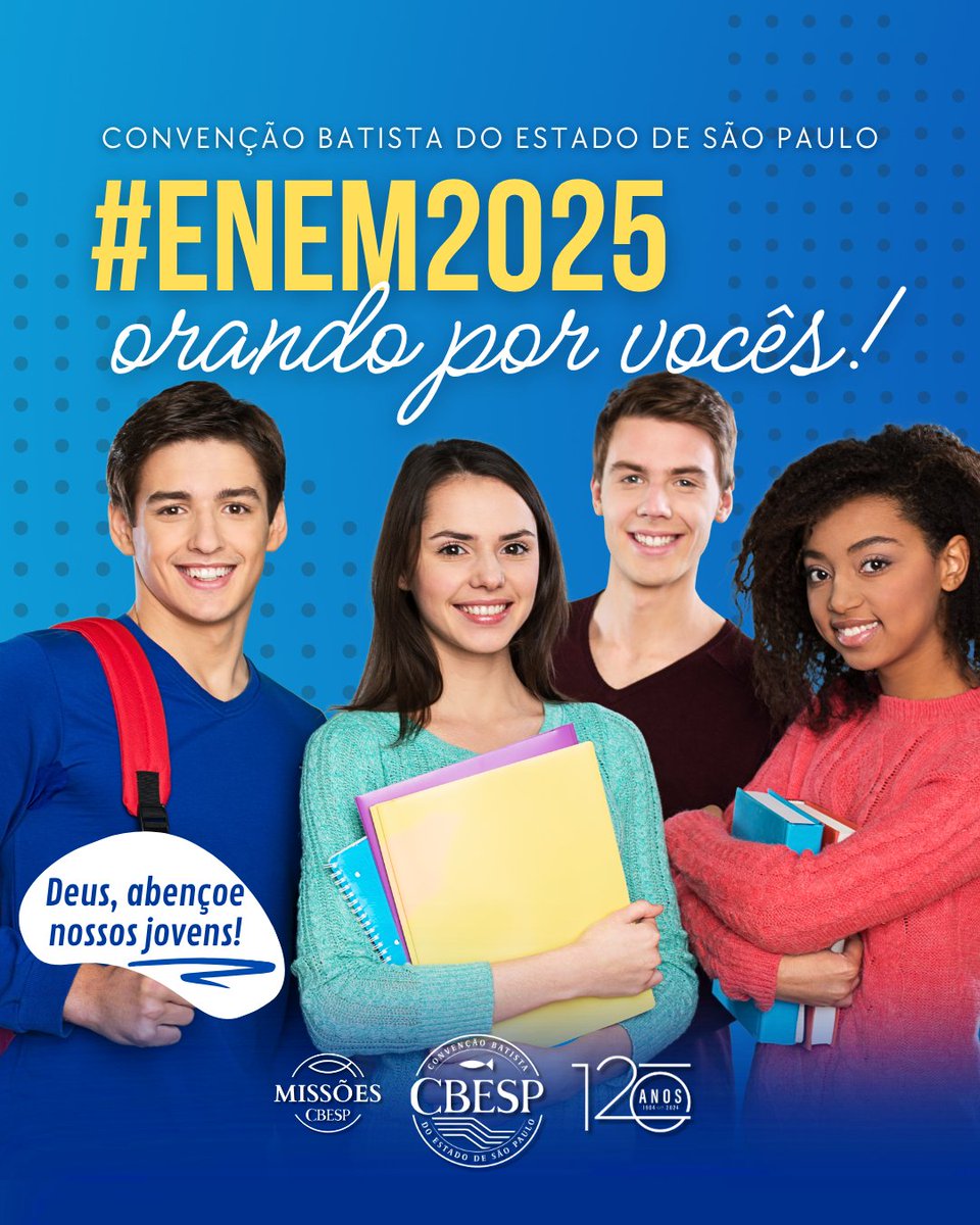 cbesp's tweet photo. ORANDO PELOS JOVENS
A @CBESP encoraja o povo batista a orar pelos #jovens que iniciam amanhã (9/11) as provas no Exame Nacional do Ensino Médio (#ENEM). Pedimos que nosso bondoso Deus abençoe a vocês, #estudantes!
#CBESP #denominaçãobatista #servir #igrejabatista #ENEM #oração https://t.co/2lwLOhfgaw