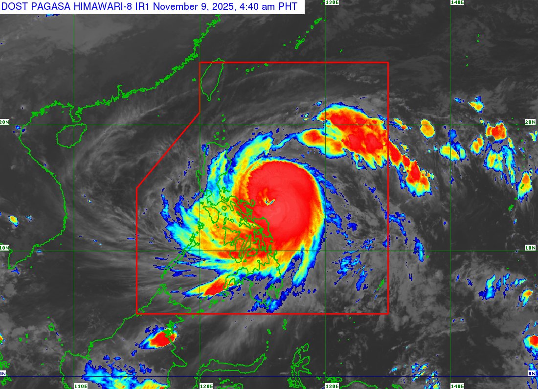 TROPICAL CYCLONE BULLETIN NR. 8
Typhoon #UwanPH (FUNG-WONG)
Issued at 5:00 AM, 09 November 2025
Valid for broadcast until the next bulletin at 8:00 AM today.

“UWAN” CONTINUES TO RAPIDLY INTENSIFY AS IT MOVES CLOSER TO CATANDUANES

DOST-PAGASA
Link: tinyurl.com/TCB-UwanPH