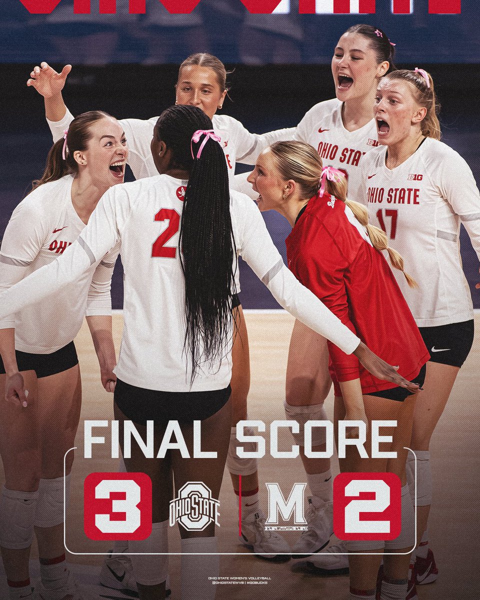 The Buckeyes beat Maryland on the road in five sets today ‼️

🔗: go.osu.edu/wvb-25md-recap

#Team56 #GoBucks