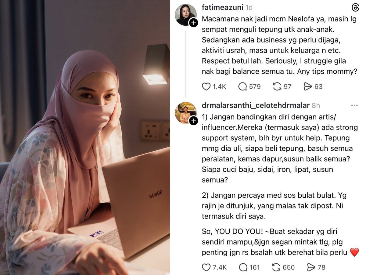 Aku respect betul dengab Dr.Malar ni. Setiap Thread ni banyak nasihat.
