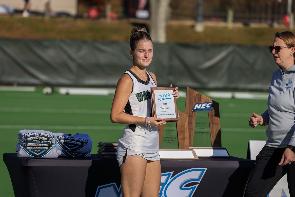 WagnerCollegeFH's tweet photo. Congratulations to Julia de Leeuw, Saar van Dalen, and Flo Leunisse for being named to the 2025 NEC All-Tournament Team!

For van Dalen, this is her second consecutive year earning the distinction. 

#GritFirstGloryLater | #GFGL https://t.co/IrHyIwoHyF