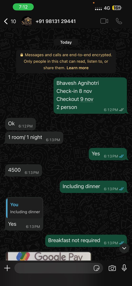 kunalgupta5689's tweet photo. We made a ₹4500 payment for a room booking that turned out to be completely fake. Sayaji Hotel confirmed no such staff member exists.

Complaint filed with @Cyberdost, @IndorePolice, and @bank. https://t.co/VhqiTX2H0y