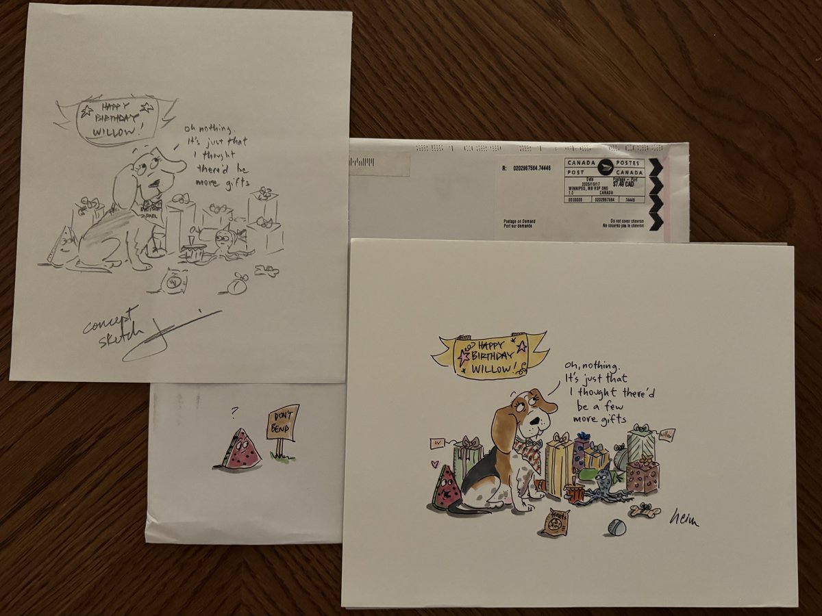 Lookz what I’z got in dah mail tuday frum <a href="/JohnHeim/">Art by Heim (Johnny)</a> Tank yuz <a href="/KaiaIsland/">Beagles Beau & Sky🐾 & 🌈 😇 IslandKaia🐾</a> and John fur dah birfday drawing. It’z gorgeous 😍