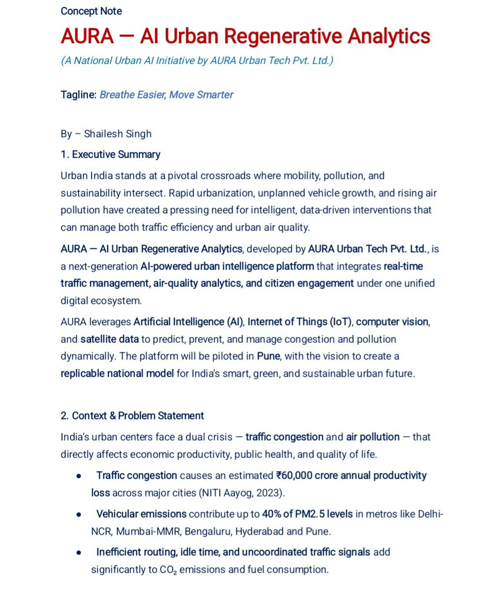 Shailes05398008's tweet image. @svembu,@ispirit,#indiastack,#sharadsharma,@AshwiniVaishnaw,@PiyushGoyal,@GoI_MeitY,
Sir,How do I get in connect with u all 2 share &amp;amp; explore the idea of- #AURA- #INDIA_AI based #URBAN_OPERATING_SYSTEM a New creative way 2 contribute in #Solving_Urban_Pollution_n_Traffic_Problem