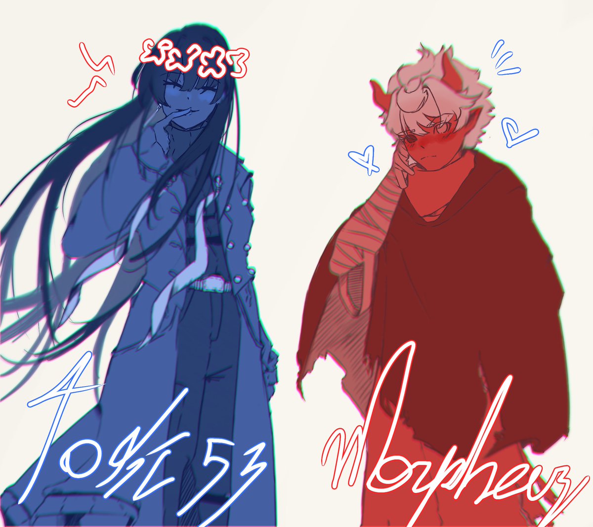 Rapaiix's tweet photo. Finally I drew something, here are two of my OCs. Toki and Morpheus 

#art #ocart #oc https://t.co/dGS2ZCtUcK