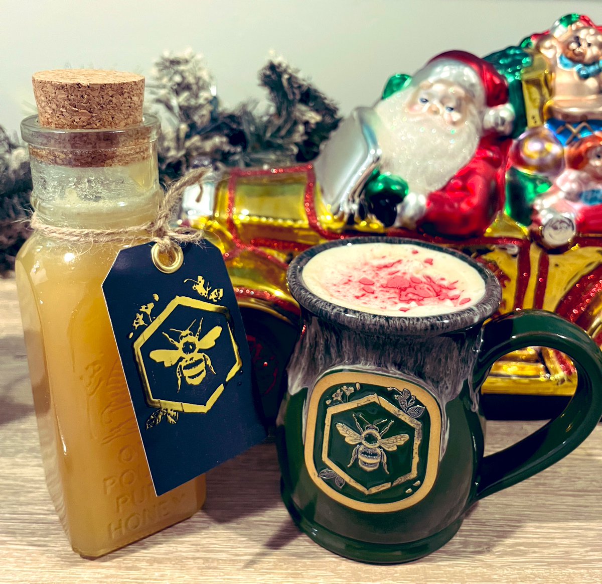 The Sleepy Time Bear by Foundation’s Coffee

A generous spoonful of Humming Meadow honey is reclined into a warmed honeybee mug, then covered in a blanket of premium decaf coffee. Finally, a cap of cranberry dusted lavender whipped cream is placed on top. 

Serve hearthside.