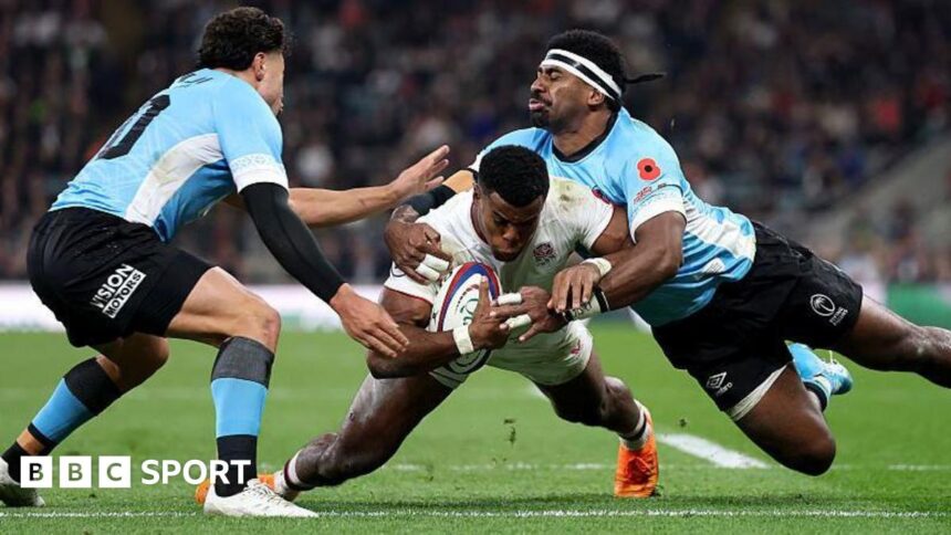 AMIgo9012's tweet photo. Rugby Autumn Internationals:-
England withstood a testing physical assault from a fired-up Fiji before their Bomb Squad again helped them secure a 38-18 victory at Twickenham on Saturday, their ninth successive win, https://t.co/qr6yo0qboC