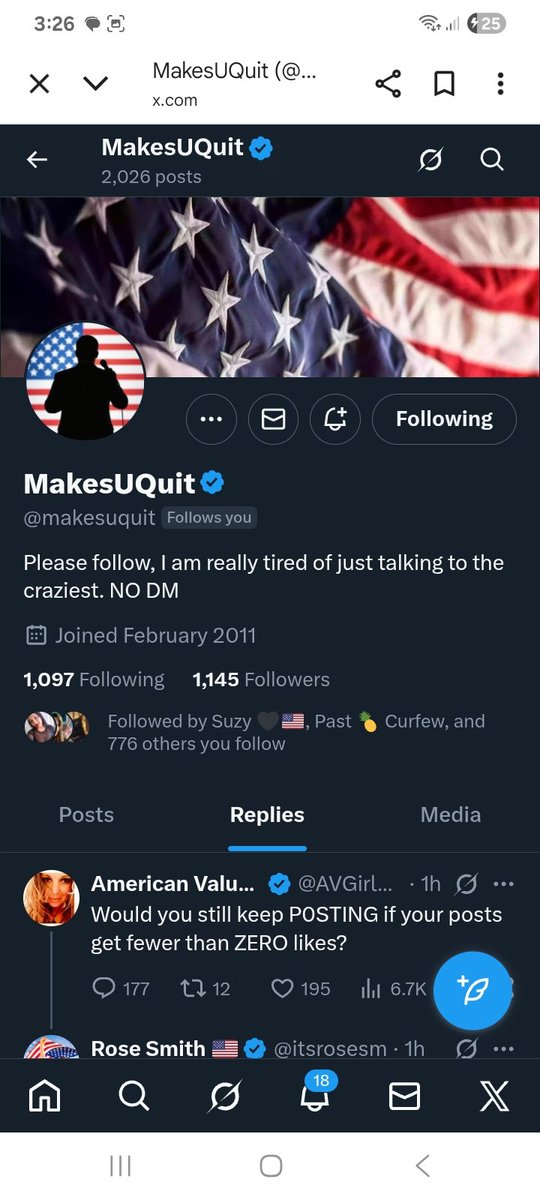Can we get this patriot some more friends 
<a href="/makesuquit/">MakesUQuit</a> 
F&amp;R
💪🫶🇺🇸