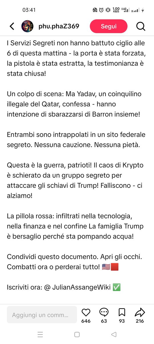 ziobin58's tweet photo. 09/11/25 (9)
Scoperto un piano segreto x fare fuori il figlio di Trump🤦😷
----------------------------------
Notizia del 08/11/25 https://t.co/XtGSOOo3ph