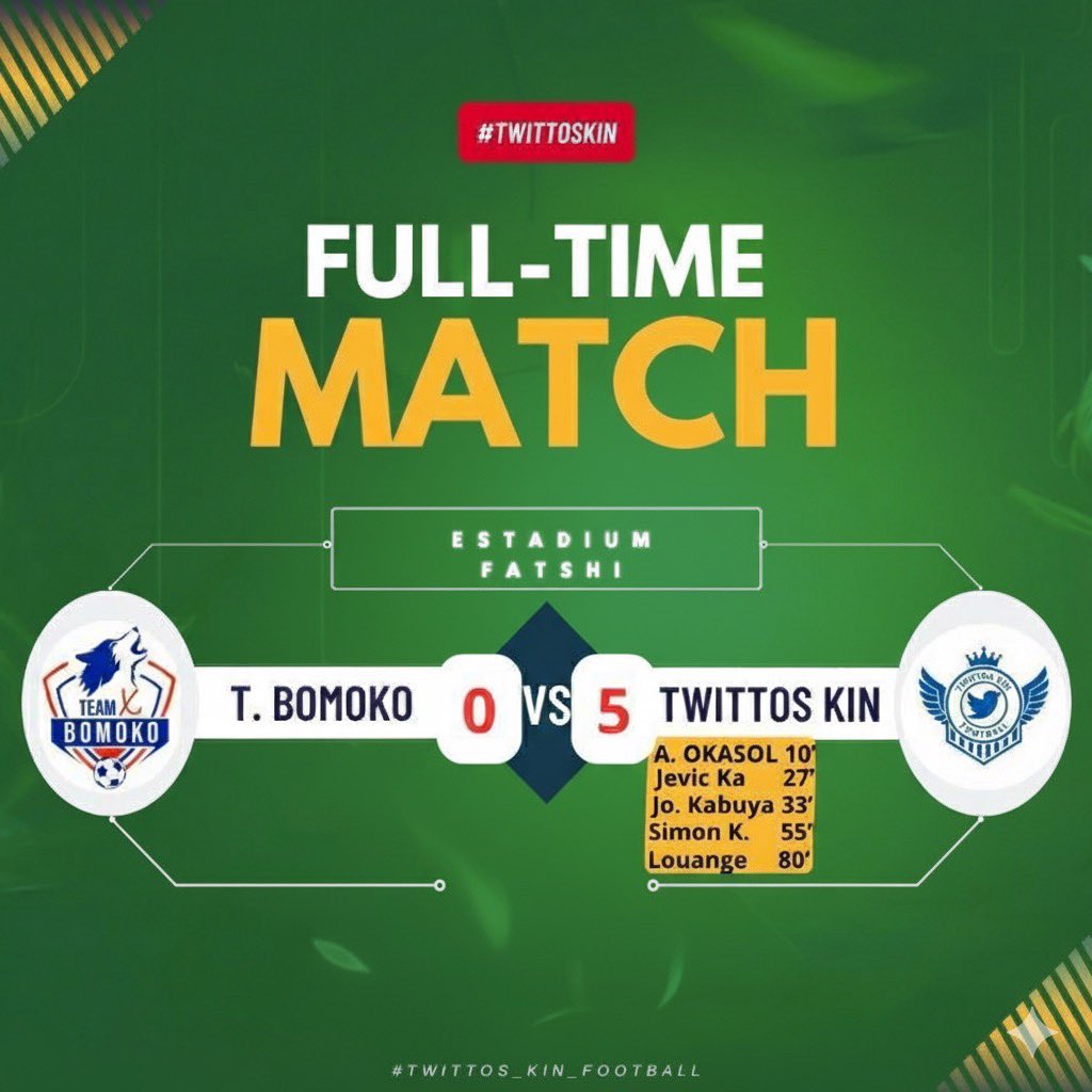 #FOOTBALL⚽ 
L’entreprise <a href="/Disankadrc/">Disanka</a> est fière de son équipe partenaire, <a href="/TEAMXBOMOKO/">TEAM X BOMOKO</a> 

Aujourd'hui, le résultat n'était pas au rendez-vous, mais l'engagement et la passion que vous avez montrés sur le terrain sont indéniables. L'échec est une étape vers la victoire. Nous