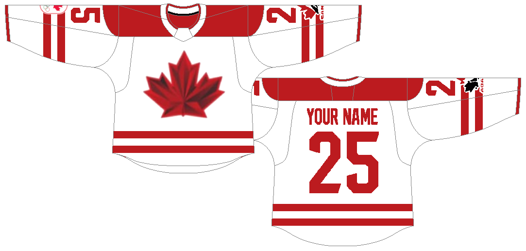 IRCLee2000's tweet photo. A couple of #CanadaHockey #Olympic #jersey tweaks. I think that the contrasting shoulder yoke works better, and I think that the red leaf on the red sweater is *much* better than the red, just with a white outline added. I couldn't get the exact font, so I used the one from 4NF. https://t.co/qCtSx8xAJU