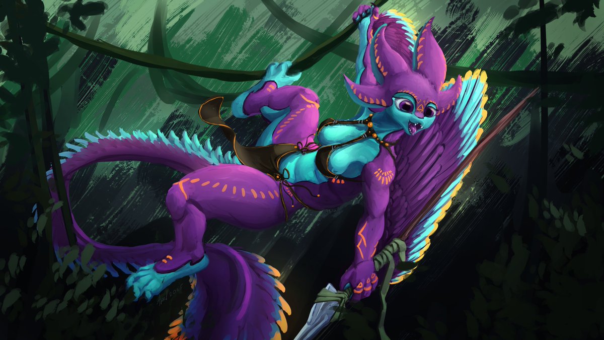 AirplaneApel's tweet photo. I drew my bird with the face of a predator rrrrr #avali #anthroart #digitalart #furries https://t.co/nlyXXSJ9gk
