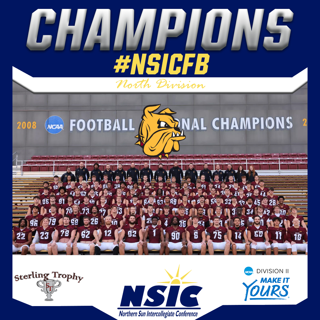 Congrats to Minnesota Duluth on winning at least a share of the #NSICFB North Division Championships.

It’s the Bulldogs’ 13th North Division Title!

#YourTimeToShine