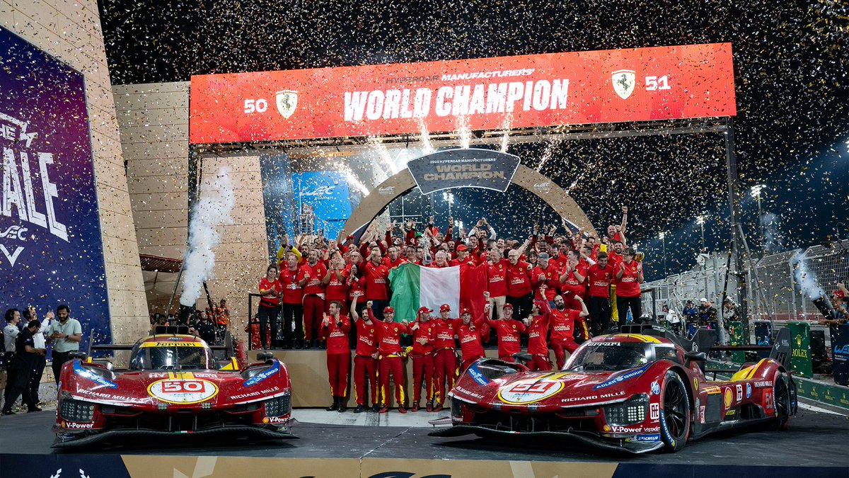 FerrariHypercar's tweet photo. World Champion pics have dropped 🤩

#FerrariHypercar #Ferrari499P #WEC https://t.co/Sn0jXsN1Bc