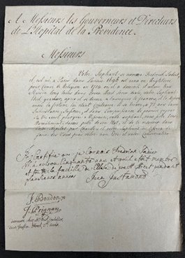 The Huguenot Library contains some fascinating insights into life, such as the petition of F Sadier, a 72-year-old man, requesting admission to the French hospital.  To view these and other original documents, book a visit to the library, email
library@huguenotsociety.org.uk