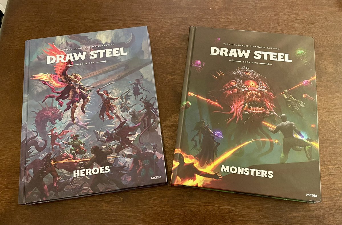 My hard copies of MCDM’s Draw Steel arrived this week. Gotta say I’m really pleased with the quality of the print and binding—good stuff!