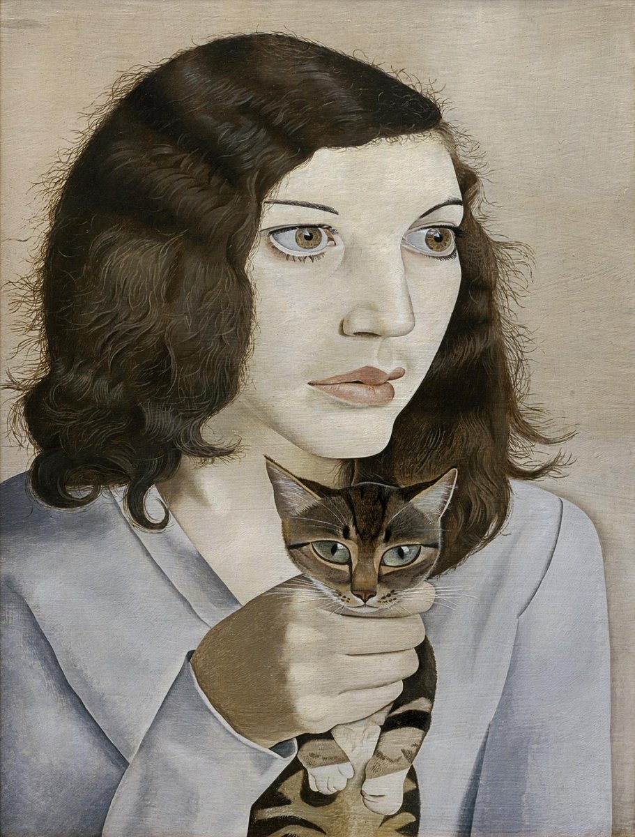 synekura_audio's tweet image. Lucian Freud, 'Girl with a Kitten', 1947