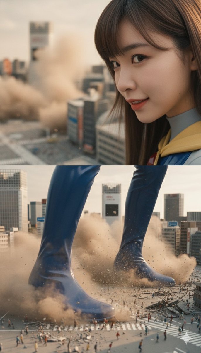 boysgts's tweet photo. 巨大娘 
上下圖特寫頭像及踐踏 

#巨大娘 #巨大少女 #giantess #imagefx #AI #Nanobanana #Sizetwitter https://t.co/NXe2G1BF0z