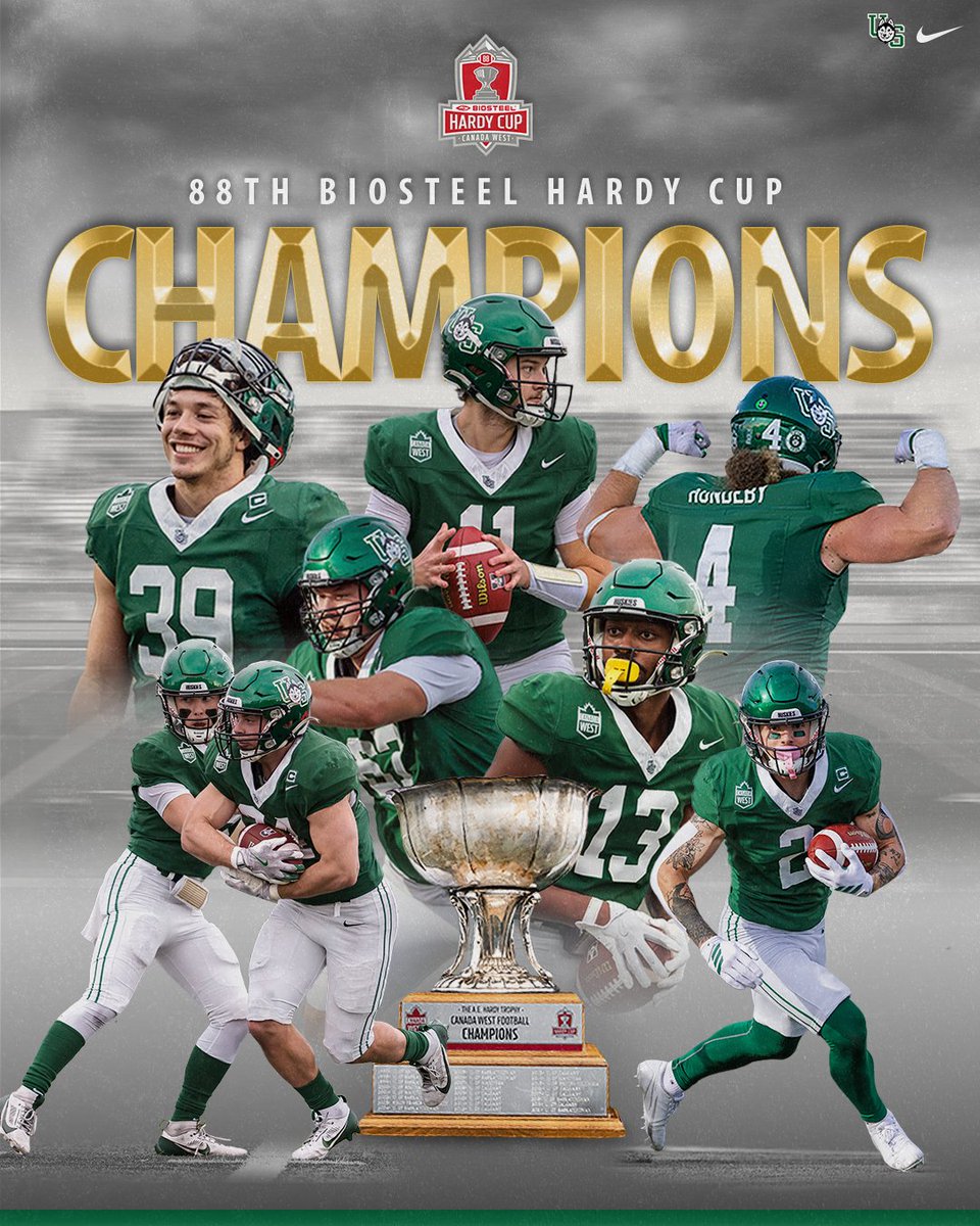 skhuskies's tweet image. 🏆 HARDY CUP CHAMPIONS 🏆

After finding themselves down 24-9 heading into the 4th, the Dogs score 16 unanswered points in the final frame to complete the comeback and secure the 2025 Canada West title!

#HuskiePride | #PowerofthePack