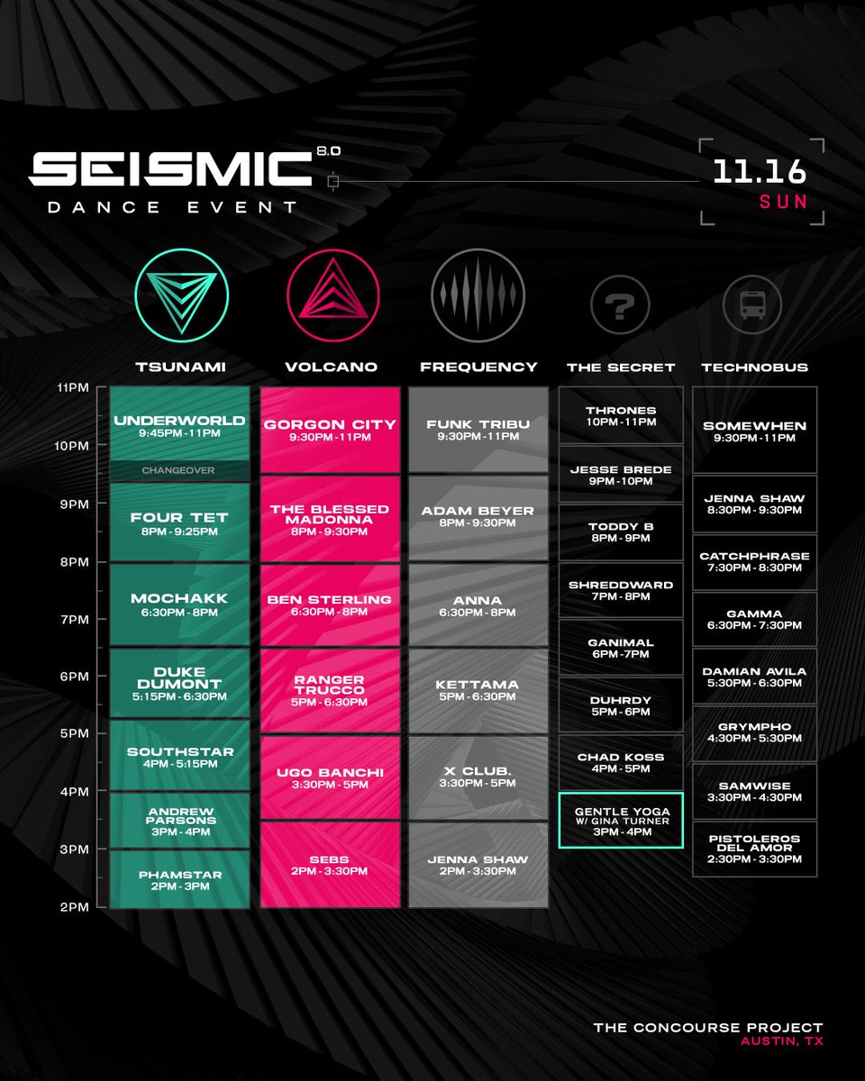 Time to hit the group chat… 3 days, 5 stages, infinite possibilities. ♾️

P.S. a VERY LIMITED amount of VIP tickets have just been added!

All final tickets: seismicdanceevent.com