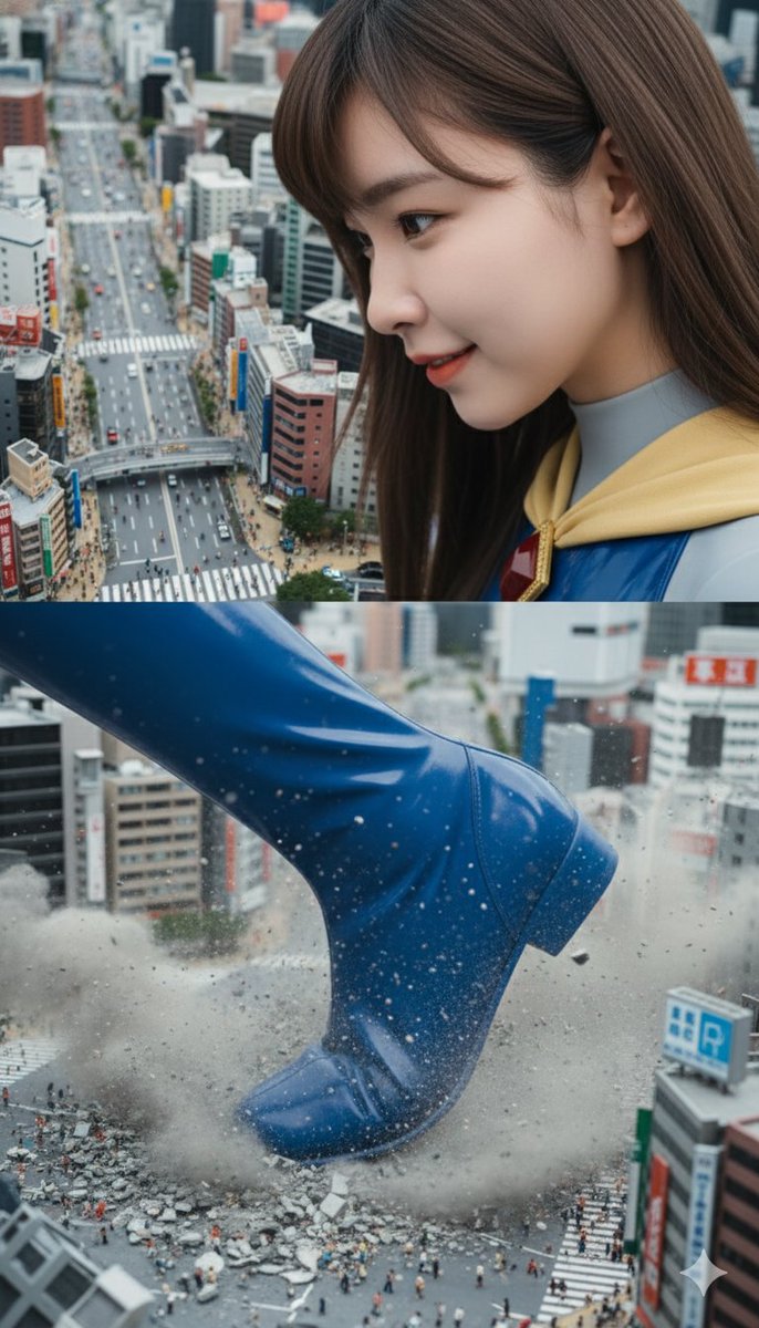 boysgts's tweet photo. 巨大娘 
上下圖特寫頭像及踐踏 

#巨大娘 #巨大少女 #giantess #imagefx #AI #Nanobanana #Sizetwitter https://t.co/NXe2G1BF0z