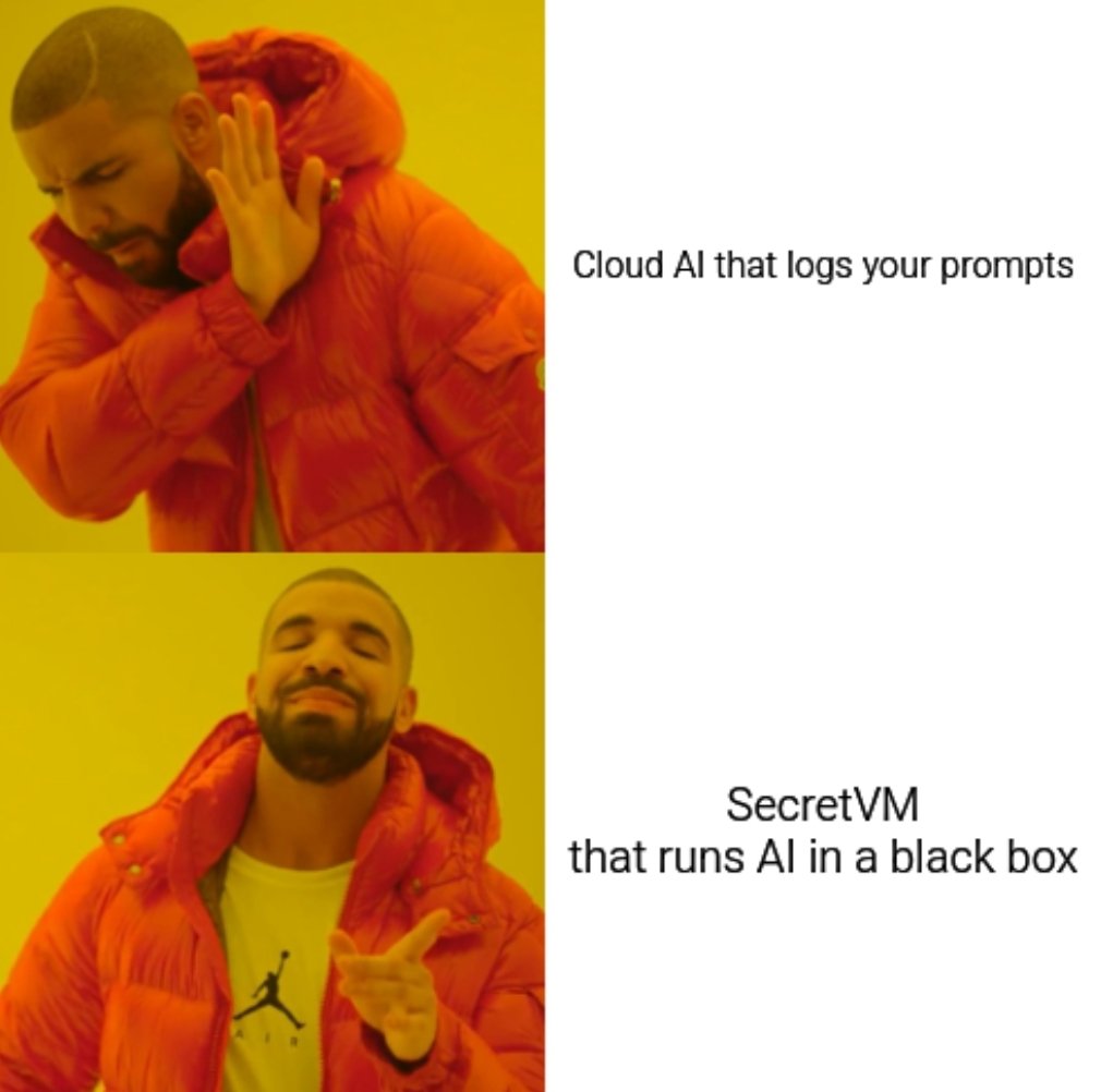 Penggking's tweet photo. Runs in TEE, no logs, no leaks
Your AI. Your rules.
#SecretVM https://t.co/H2r4Dc71RA