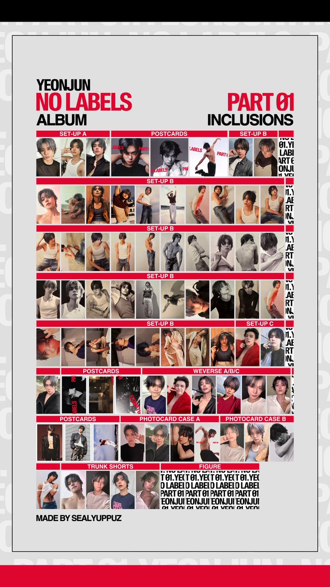 sealyuppuz's tweet image. ☆ YEONJUN NO LABELS: PART 01
photocard template / wishlist

- all album photocards (left)
- all album inclusions (right)

ㄴ HD drive link in thread
#투바투 #투모로우바이투게더 #TOMORROW_X_TOGETHER #YEONJUN #연준 #ヨンジュン #NOLABELS #PART01