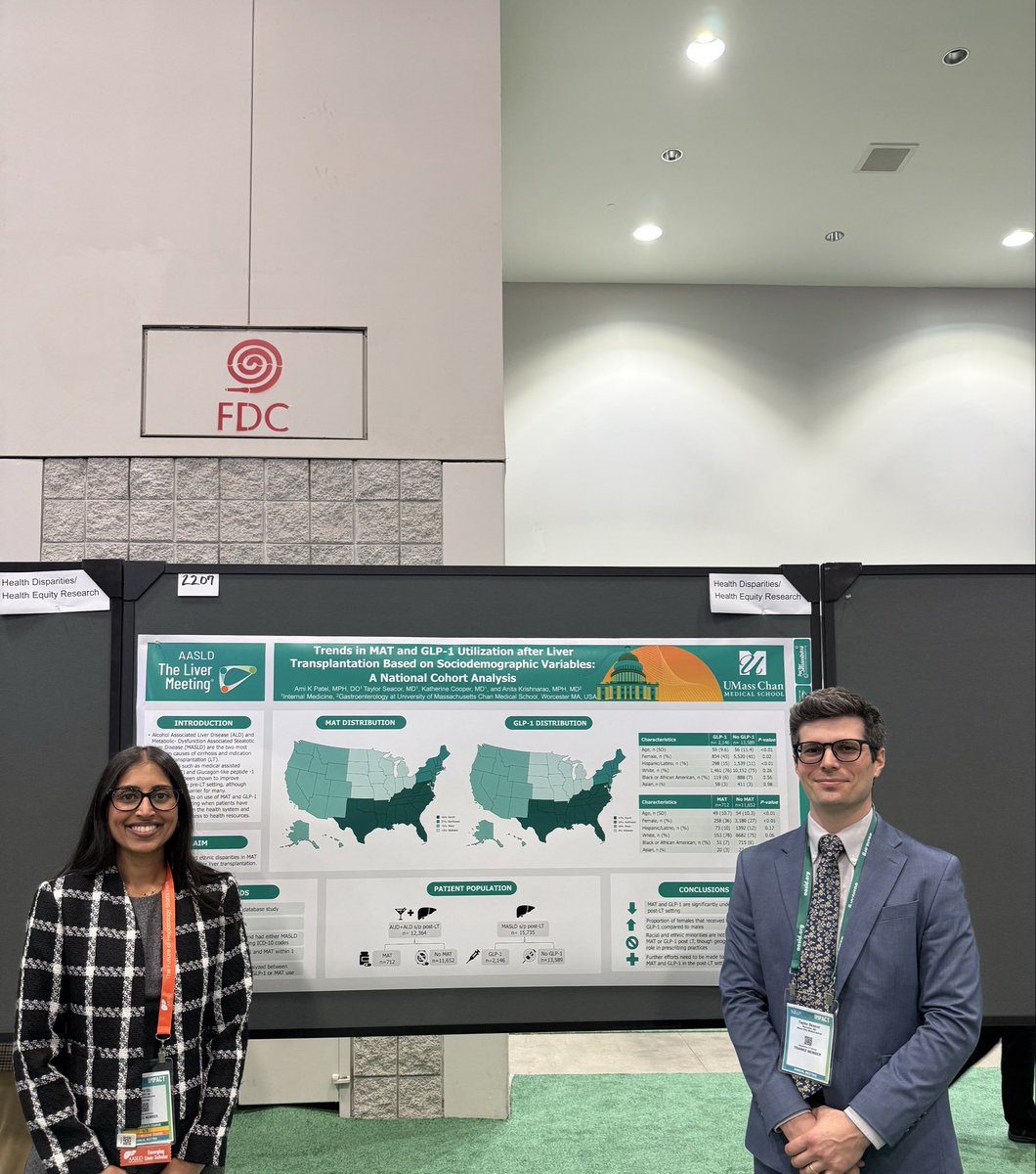 AmiKPPatel's tweet image. Utilization of GLP-1 and MAT post-LT

📌GLP-1 and MAT post-LT is under-utilized
📌No significant ethnic or racial disparities in access to GLP-1 and MAT  
📌More women were prescribed GLP-1 and/or MAT 

@AASLDtweets #TLM2025