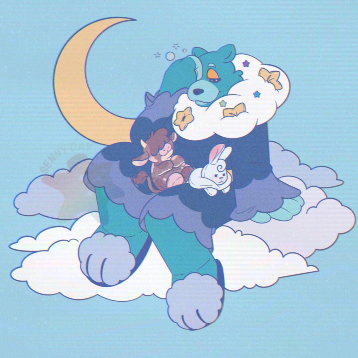 sennyday_'s tweet image. My my, I spy a sleepy Teddy Bear ready for bed
May he dream of a wonderful place in the clouds uwu
#sleepy #puppets #clouds