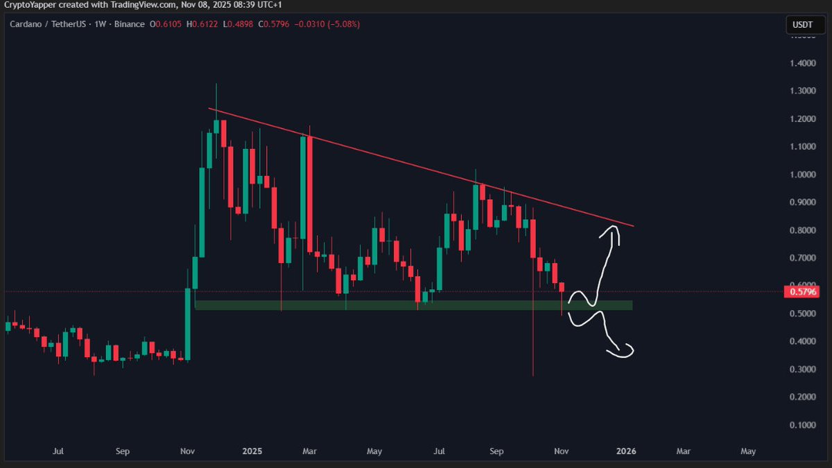 daddytraderZH's tweet image. $ADA 周线形态！

#ADA 正在从支撑位反弹

我们需要看到价格回升至上方阻力位

你认为 #Cardano 有可能达到 10 美元吗？