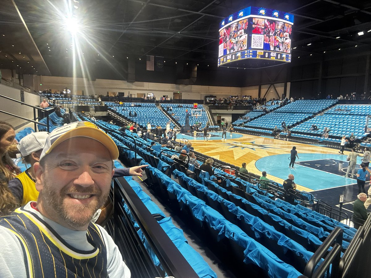 MrPearman's tweet photo. Kicking off the FIRST EVER @noblesvilleboom game! We love our @Pacers and can’t wait to kick off this party! #GoBoom #BoomBaby #HappyBirthdayToMe https://t.co/R7xo9YvwdI