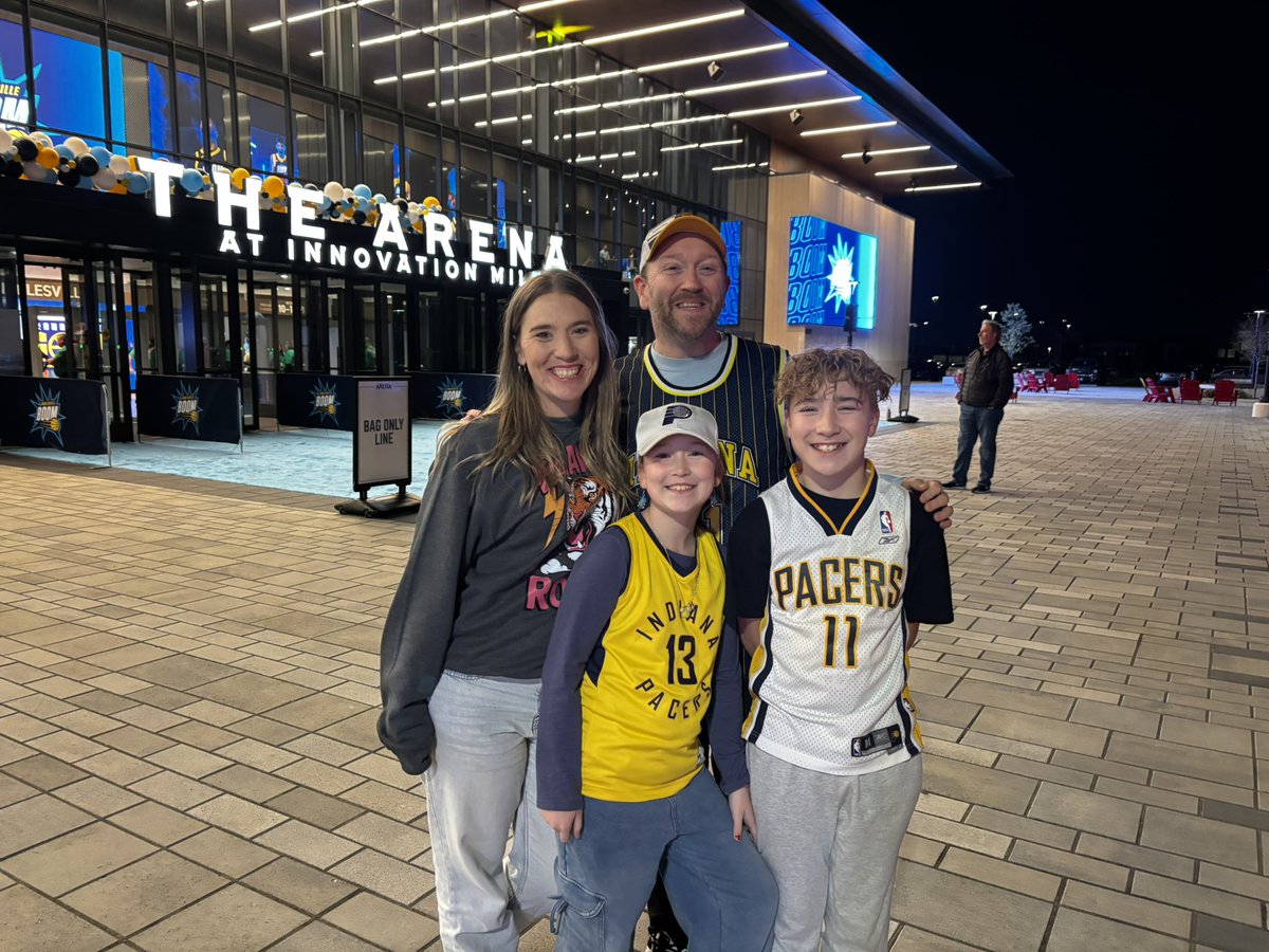 MrPearman's tweet photo. Kicking off the FIRST EVER @noblesvilleboom game! We love our @Pacers and can’t wait to kick off this party! #GoBoom #BoomBaby #HappyBirthdayToMe https://t.co/R7xo9YvwdI