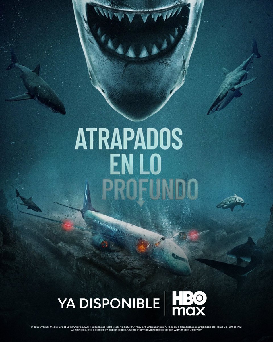 mymaxlatino's tweet photo. Un grupo de personas creyó haber sobrevivido a un accidente de avión... Hasta que se encontraron en el fondo del mar rodeados de tiburones hambrientos.

'Atrapados en lo profundo' está ya disponible en #HBOMax. https://t.co/XzXxhebvIX