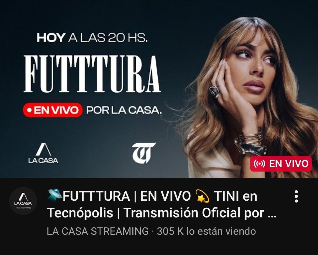 TINIReports's tweet photo. La transmisión de #FUTTTURA por Youtube ya supera los 300k espectadores. https://t.co/EDJOUnu555