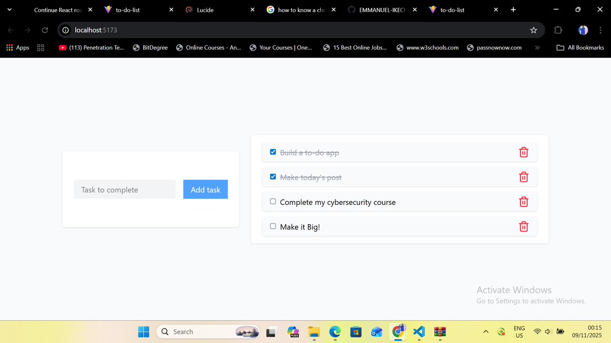 Emma_nuel_dev's tweet image. Understanding data flow in React isn’t just about state — it’s about clarity and control. Drafting your component flow helps debug &amp;amp; mirrors cybersecurity: know your data to secure it. #JustLearntChallenge #React #WebDev #CyberSecurity

A simple to-do-app
…o-list-by-emmanuel-ikechi.netlify.app