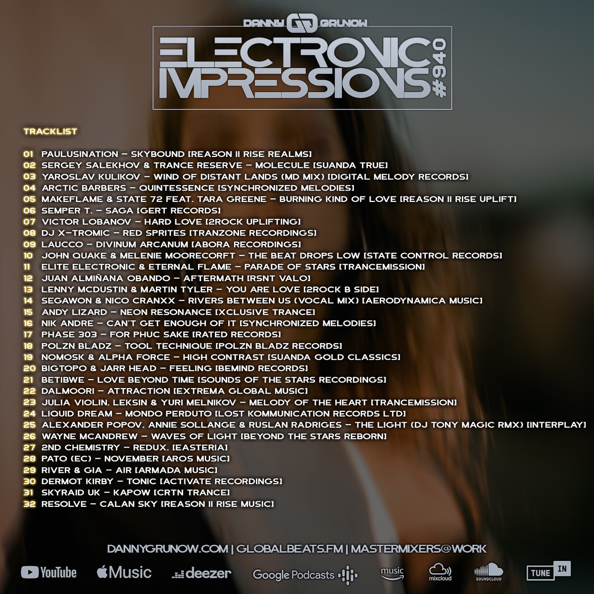 🚀 Electronic Impressions 940 is live!
32 uplifting, melodic &amp; emotional trance tracks — from Paulusination, Sergey Salekhov, NoMosk, Betibwe, RIVER &amp; more 🌌
🎧 dg.fanlink.tv/ei940
#EI940 #ElectronicImpressions #TranceFamily #Trance